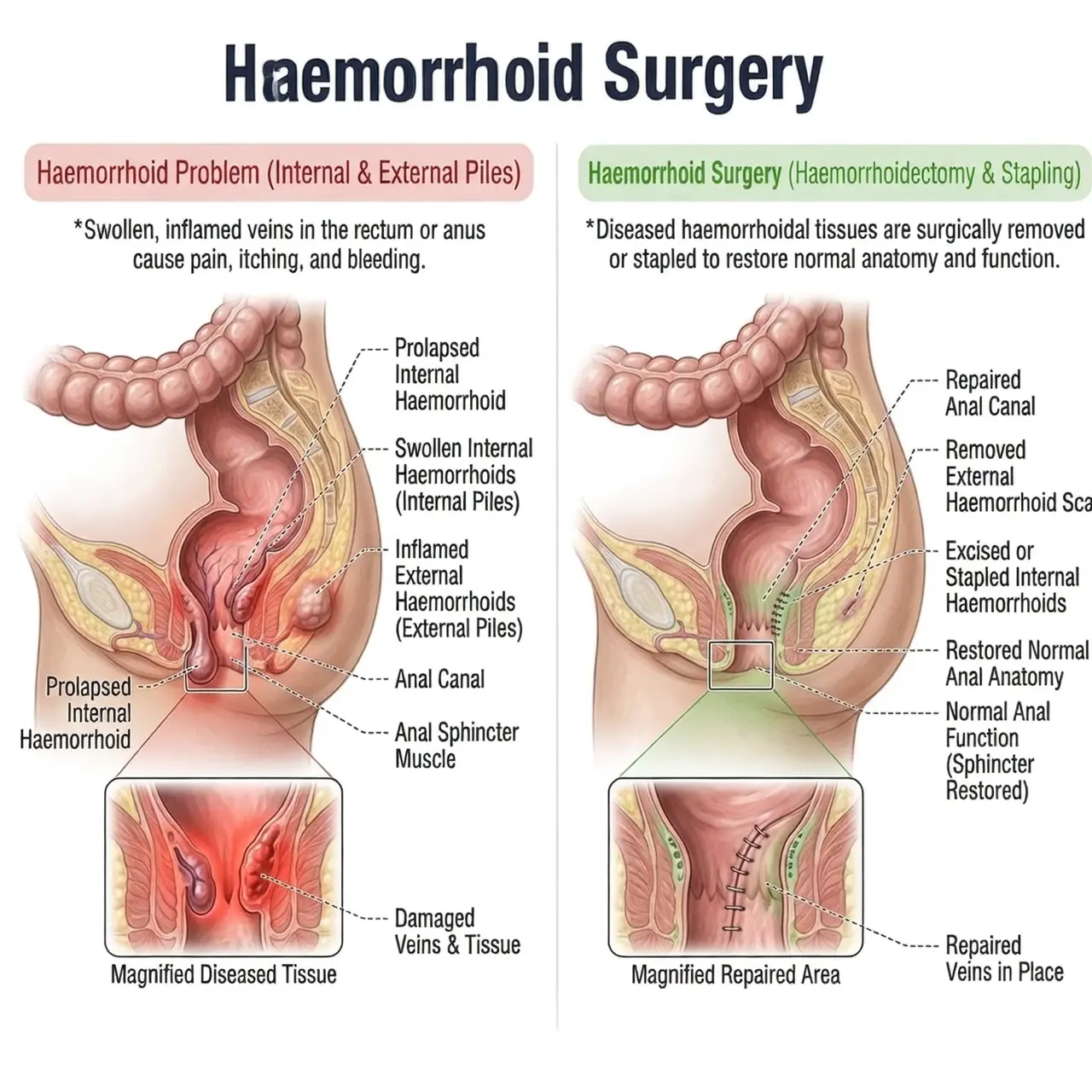 Haemorrhoid Surgery (Piles) — anatomy diagram